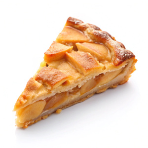 
 triangular slice of apple pie on White Background