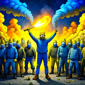 simpson blau gelb hooligan polizei pyrotechnik gewalt löwe gruppe