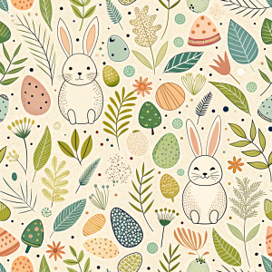 easter minimalist doodles seamless pattern tile, white ground