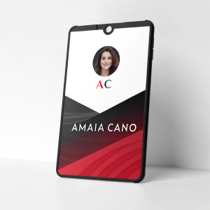 Amaia Cano's digital portfolio. Clean, modern design. Black and red gradient logo with stylized 'AC' initials. Simple, contemporary color scheme.