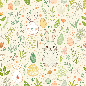 easter minimalist doodles seamless pattern tile, white ground