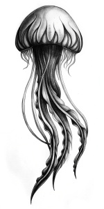 Small black and white jellyfish tattoo ideas