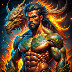 A muscular man with a well-defined physique Dragon 
