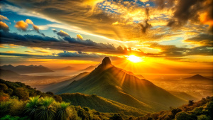 sunset upon mountain toop