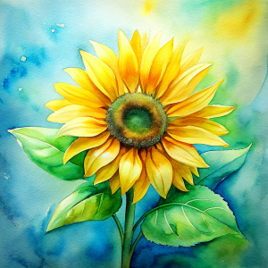 Sunflower yellow water colour