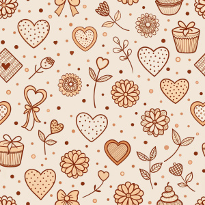 valentine day minimalist doodles for seamless pattern tile, light background