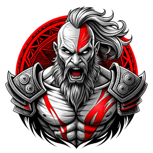 berserker tattoo design - perfect realistic art - high-definition - grey and black - white background 