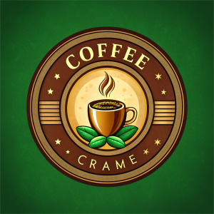 logo for coffee shop name , brown, light brown, dark green