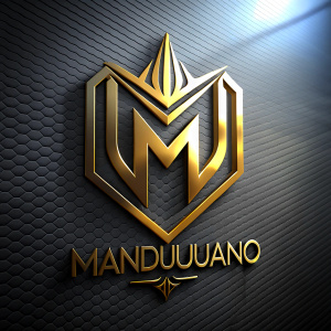 Create a logo with the word "MANDUJANO" that has elegance and colors such as gold, black and silver.

