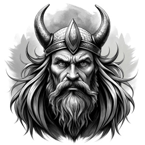 odin perfect realistic art, high-definition, high-definition grey and black, white background 