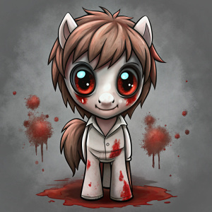 **drawing in deviantart art style doodles inspired by the mythical creepypasta drawings, 1boy swat my little pony blood