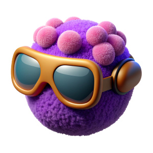 Digital virtual glasses is fluffy. High detail of the wool. a delicate purple color.