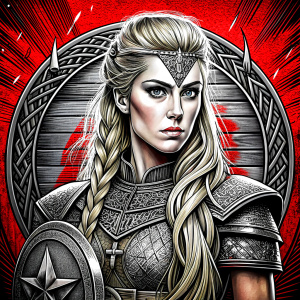 shieldmaiden perfect realistic art, high-definition, high-definition grey and black, white background 