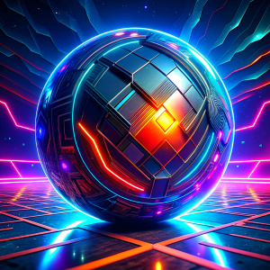 cyberpunk ball neon colours game style