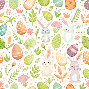 easter minimalist doodles seamless pattern tile, white ground