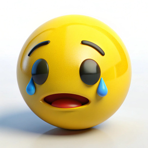 3d emoticon or emoji yellow ball sad with tears  the  white background

