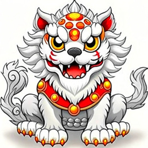 Chinese lion awakening, cute lion,  LOGO, frontal lion head Cute, cute