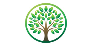 logo, tree with green leaves in a circle