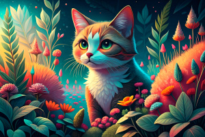 a cat in a garden