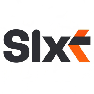 A sleek logo for Sixt car rental. The design features a bold sans-serif font with an orange highlight.