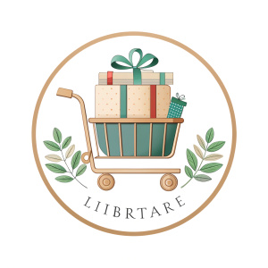 Logo named 'LIBRATURE', shopping cart, gift box, white background