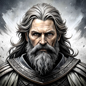 odin perfect realistic art, high-definition, high-definition grey and black, white background 