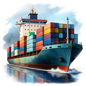 container ship.illustration realistic.t-shirt design.on white background.random views.