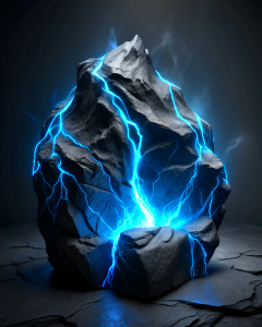 black rock with blue fire