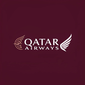 Qatar Airways logo design. Maroon color palette. Arabic script. Sleek and modern branding.