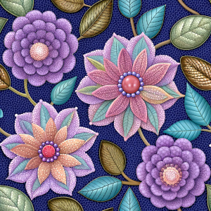 Sequined Spring Patch flowers, Seamless Pattern