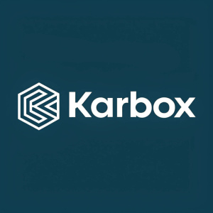 Modern logo design of Karbox. Simple, clean lines and text in English.