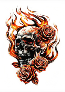skull roses fumaça colorida e fire