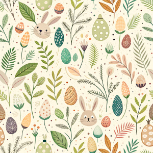 easter minimalist doodles seamless pattern tile, white ground