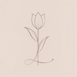 tulipán con una L CAMUFLADA para tatuaje minimalista 