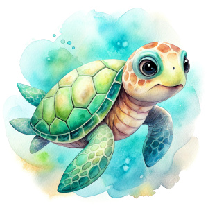 very cute [ kawaii turtle ] clipart, organic forms, in the style of collaboration by Jon Klassen and Oliver Jeffers desaturated light and airy pastel color palette, nursery art, white background