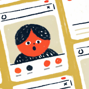 Comic strip featuring Gmail inbox character with a shocked expression, set within the Facebook app interface.