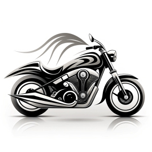 motorcycle biker tattoo design - perfect realistic art - high-definition - grey and black - white background 