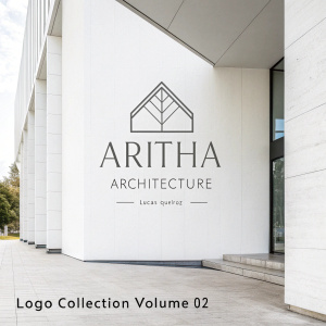 Lucas Queiroz's logo design for ARITHA Architecture. Logo from 'Logo Collection Volume 02', minimalist style, on stark white background