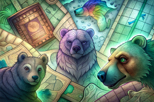 animal drawing hologram over top view of zoo map background with tickets