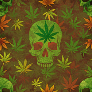 weed skull, colorful background