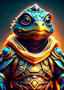 hyper realistic,adventure unique humanoid turtle creature character,simple background ,fullbody ,standing,,hearthstone art style, from hearthstone