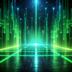 glitch effect black green Neon background