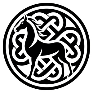 nordic sleipnir symbol -  tattoo design - perfect realistic art - high-definition - grey and black - white background 