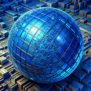 world blue circuit board  background