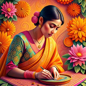Block printing Saree