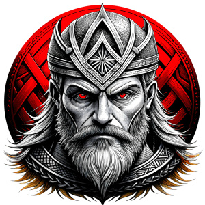 walhalla, viking warrior,  runics face, black work, white backrounds