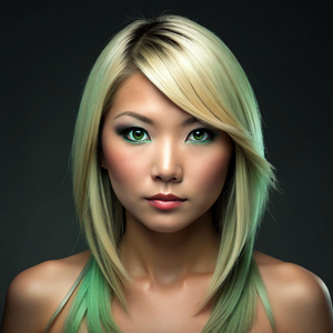 asian pokerstar beauty blond turquoise-green eyes 