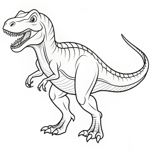 Crea una imagen de un dinosaurio allosaurus para colorear que solo tenga contornos 