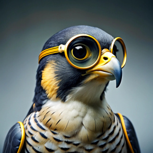 Peregrine falcon with retro glasses