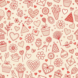 valentine day minimalist doodles for seamless pattern tile, light background